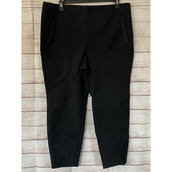 Lane Bryant Black Ponte Crop Dress Pants Zip Pockets Size 20 Womens - Picture 1 of 6